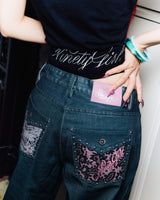 Distressed Print Straight Pants