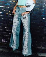Distressed Print Straight Pants