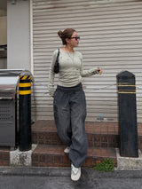 eyelet long sleeve tee