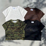 yung 로고 라인스톤 핏 티