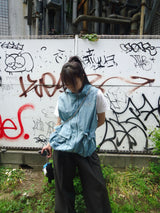 タイダイフード付きナイロンベスト