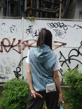 タイダイフード付きナイロンベスト