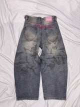 Ninety Girl Logo Glitter Buggy Denim Pants
