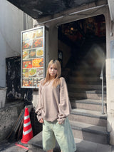 스타 로고 v 넥 손상 니트