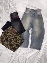 Ninety Girl Logo Glitter Buggy Denim Pants