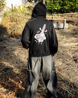 心紋身拉鍊連帽衫