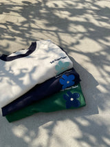 writing flower ringer logo tee