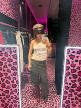 Ninety Girl Logo Glitter Buggy Denim Pants