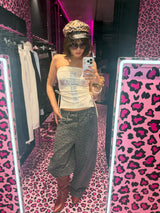 Ninety Girl Logo Glitter Buggy Denim Pants