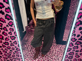 Ninety Girl Logo Glitter Buggy Denim Pants