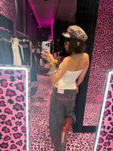 Ninety Girl Logo Glitter Buggy Denim Pants