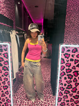 Ninety Girl Logo Glitter Buggy Denim Pants