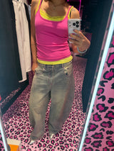 Ninety Girl Logo Glitter Buggy Denim Pants