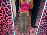 Ninety Girl Logo Glitter Buggy Denim Pants