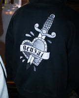 心紋身拉鍊連帽衫