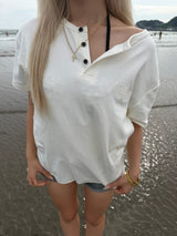 OE logo wide rib henry neck ss tee