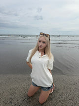 OE logo wide rib henry neck ss tee