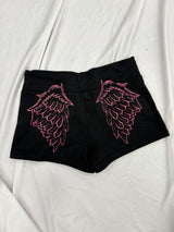 Angel rhinestone micro sweat shorts