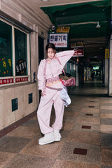 90 Logo Glitter Light Zip Hoodie【9090girl】