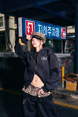 90 Logo Glitter Light Zip Hoodie【9090girl】