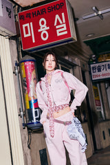 90 Logo Glitter Light Zip Hoodie【9090girl】