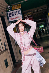 90 Logo Glitter Light Zip Hoodie【9090girl】