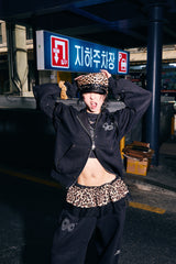 90 Logo Glitter Light Zip Hoodie【9090girl】