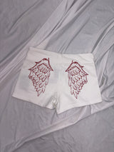 Angel rhinestone micro sweat shorts