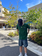 writing flower ringer logo tee