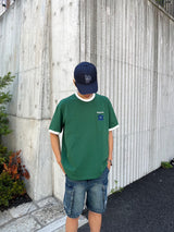 writing flower ringer logo tee