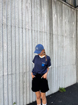 writing flower ringer logo tee