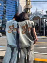 三葉草徽標牛仔布背心