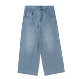 BU DIAMOND STITCH BAGGY DENIM PANTS