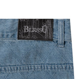 BU DIAMOND STITCH BAGGY DENIM PANTS