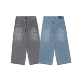 BU DIAMOND STITCH BAGGY DENIM PANTS