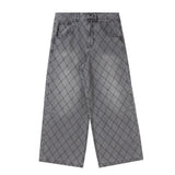 BU DIAMOND STITCH BAGGY DENIM PANTS