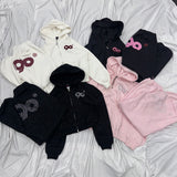 90 Logo Glitter Light Zip Hoodie【9090girl】