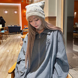 n 로고 스트라이프 블루슨