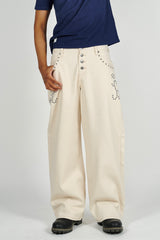 Herringbone studs denim pants