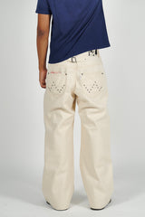 Herringbone studs denim pants