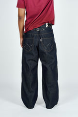 Herringbone studs denim pants