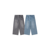 BU DIAMOND STITCH BAGGY DENIM PANTS