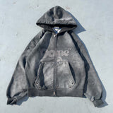 銷毀的拼貼拉鍊連帽衫