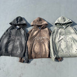 銷毀的拼貼拉鍊連帽衫