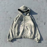 銷毀的拼貼拉鍊連帽衫