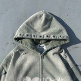 銷毀的拼貼拉鍊連帽衫