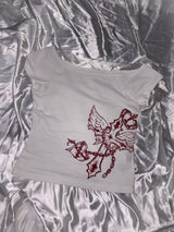 Cross Logo Off Shoulder Tee