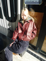 合成皮革短襯衫