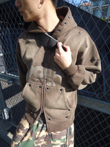 銷毀的拼貼拉鍊連帽衫