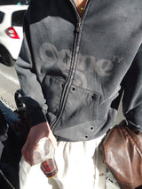 銷毀的拼貼拉鍊連帽衫